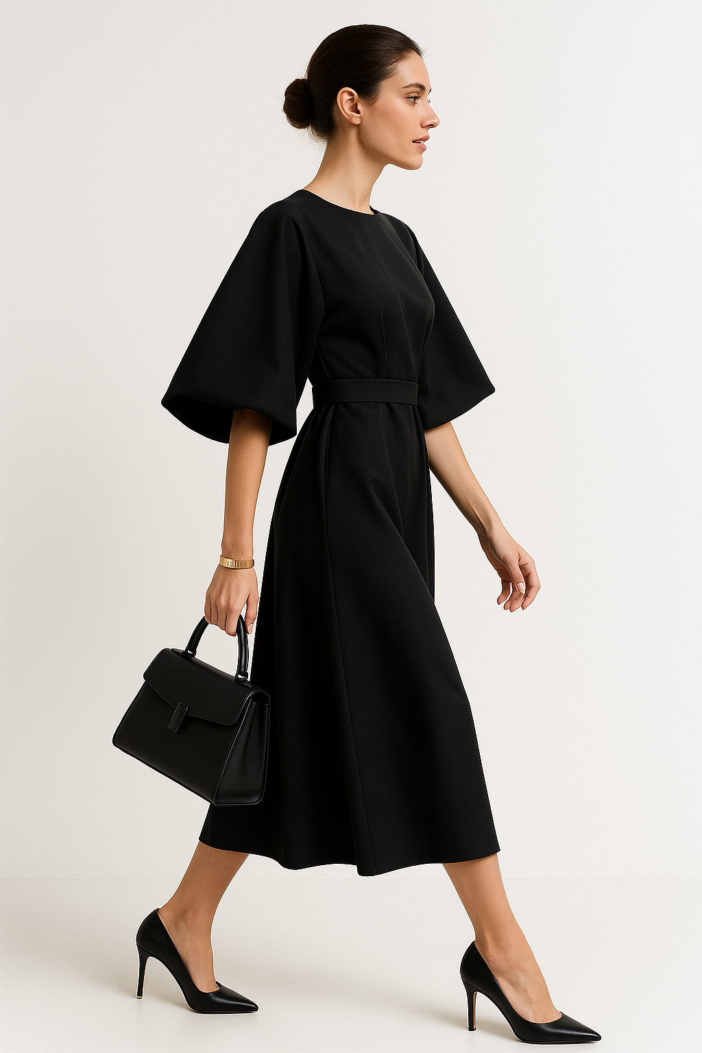 Crew Neck Midi Work Dress
